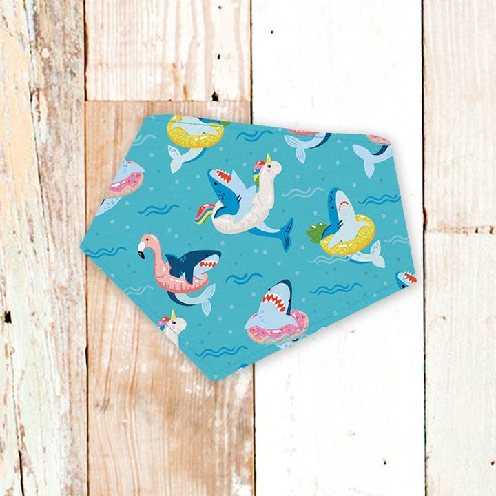 BibbyBubby - Wholesale Pet Bandana - Dog - Shark Floaties Dog Bandana (Snap-on, 3 sizes available)
