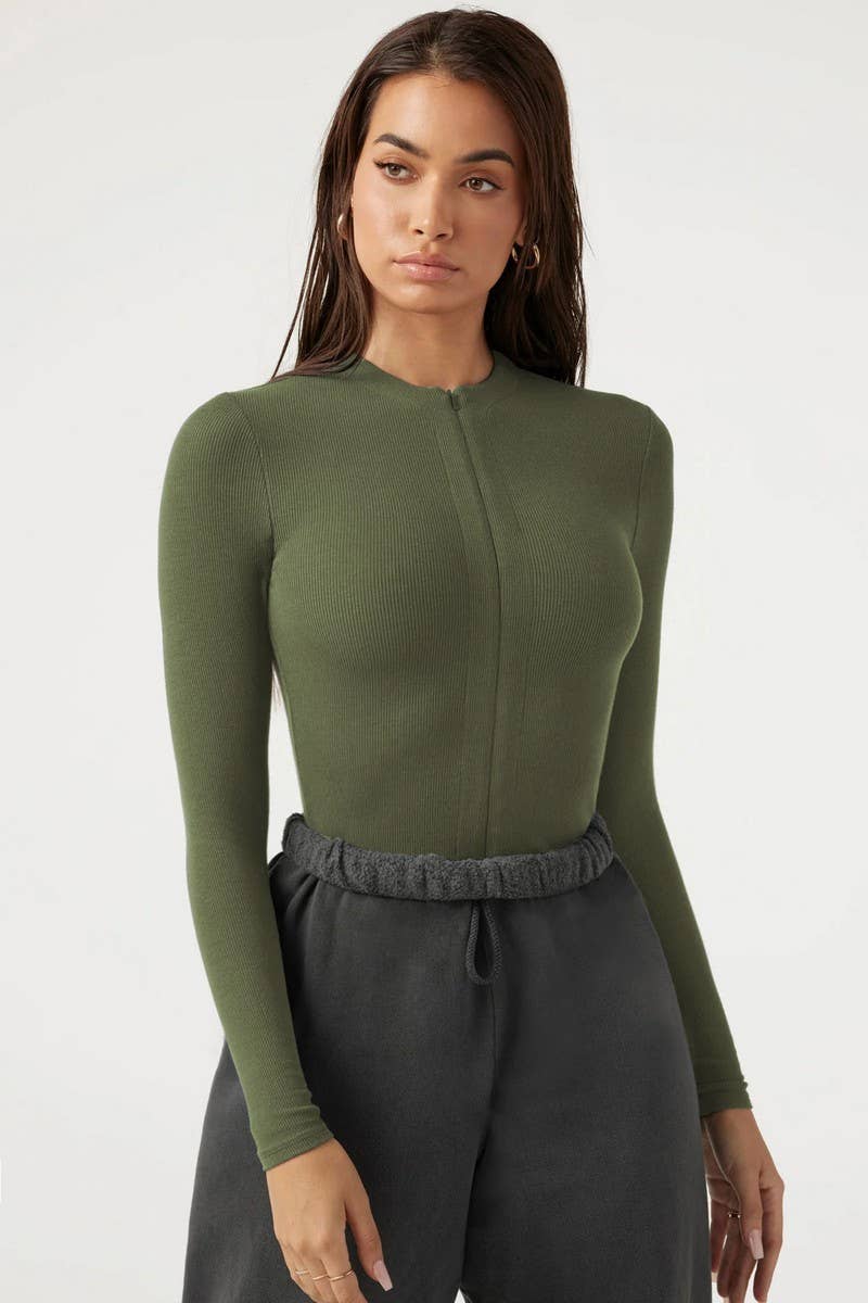 Lily Clothing - Vente Body – femme - HAUTS ZIPPÉS SEXY À MANCHES LONGUES, BODYSUITS_CWSBS011010