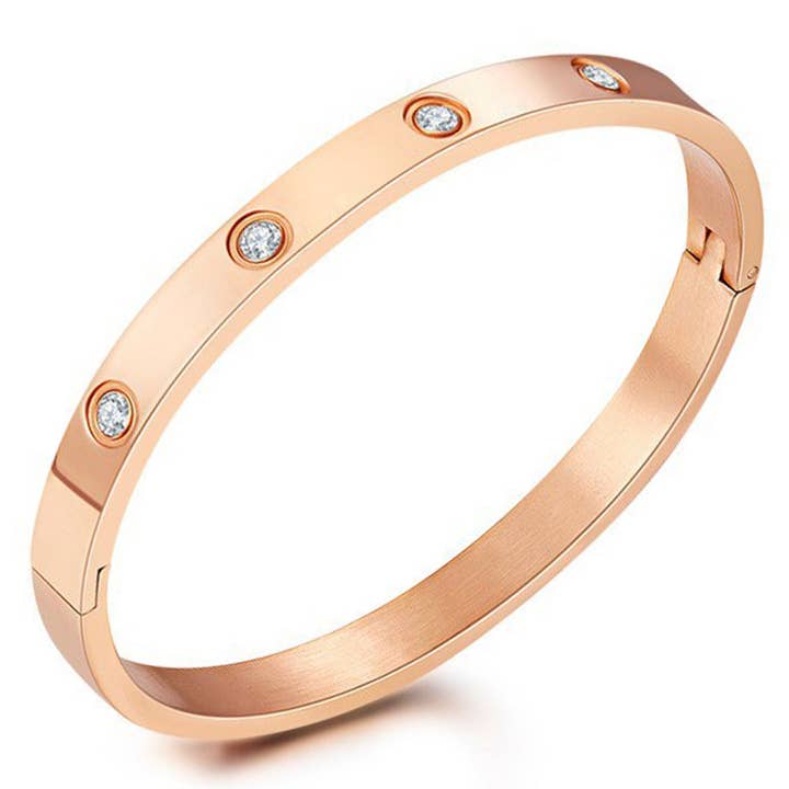 Ole - Wholesale Bangle Bracelet - Rhinestone Stainless Steel Bracelet B30030