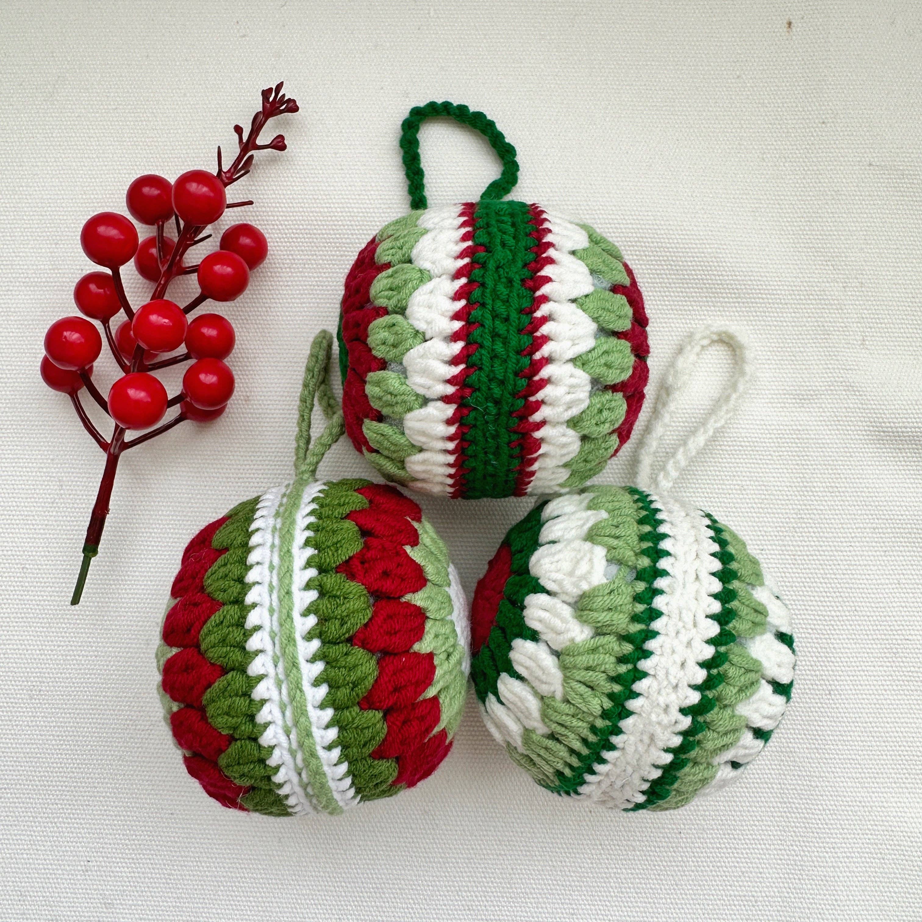 Quince Fables - Venta al por mayor Conjuntos de adornos - Juego de 3 adornos de árbol de Navidad hechos a mano de ganchillo✅1