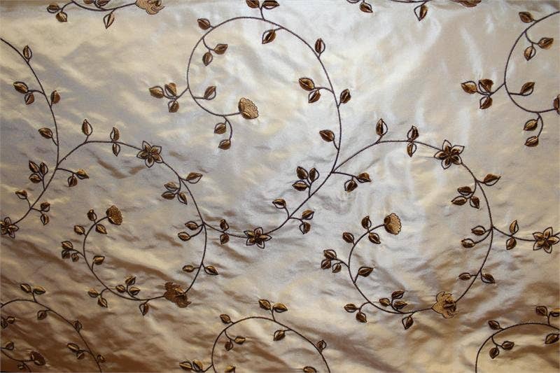 Hyena - Venta al por mayor Tela - Tela de tafetán de seda bordada de terciopelo - Vineland Goldenrod