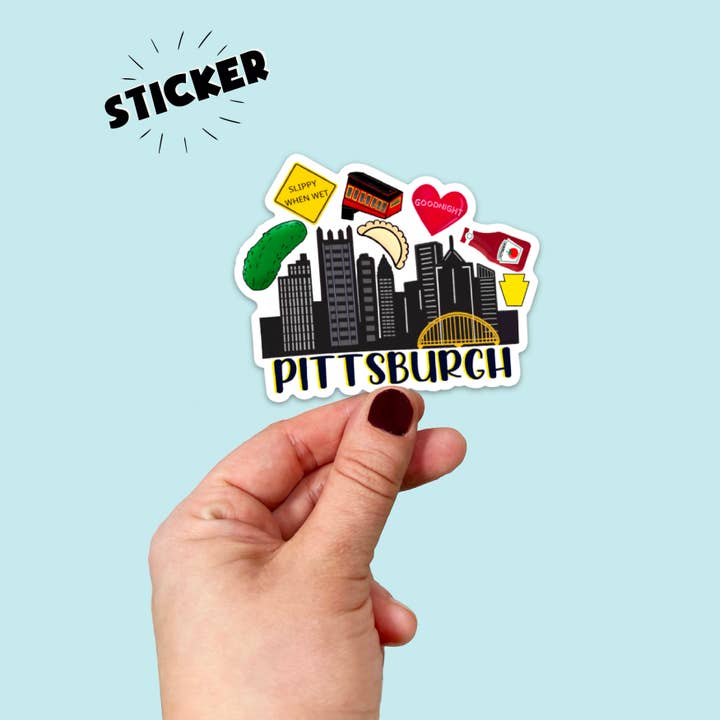 Waterproof Vinyl Pittsburgh Icons Skyline Sticker for wholesale by Songbird Artistry