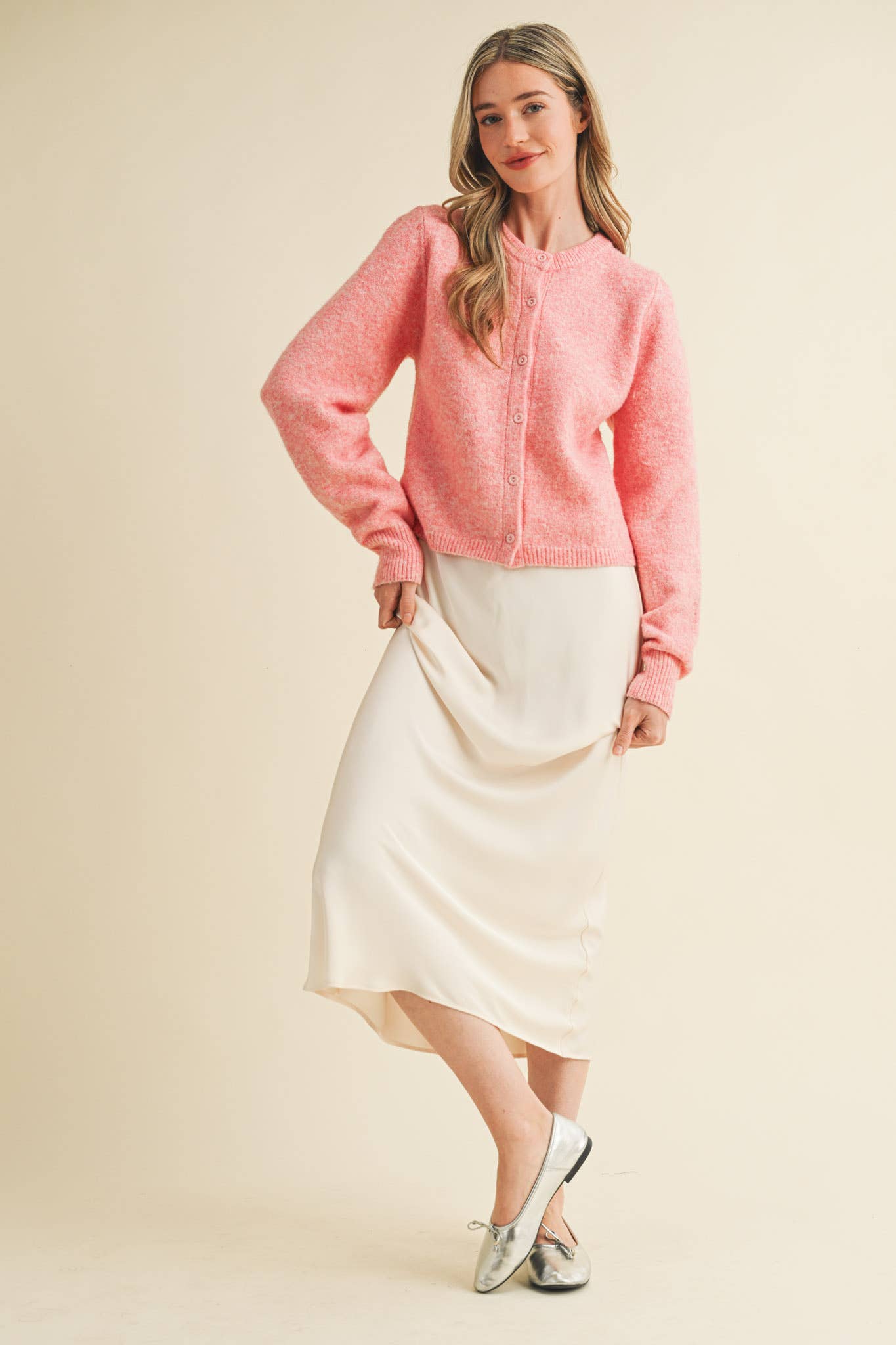 &MERCI - Wholesale Cardigan - Women's - LONG PUFF SLEEVE SWEATER CARDIGAN MSW1101857