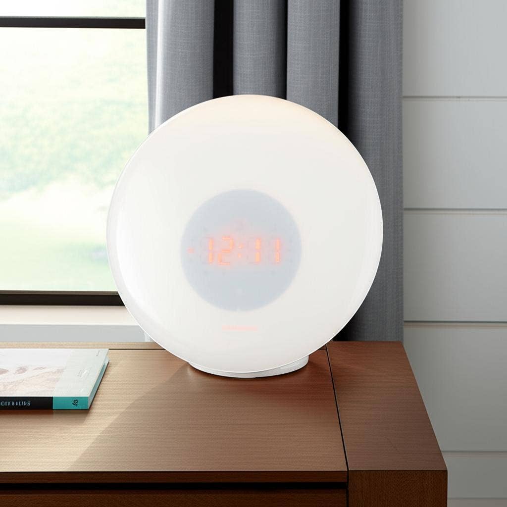 HomeRoots - Vente Lampes d'appoint/de bureau - Lampe de bureau LED ronde blanche de 7" avec USB1
