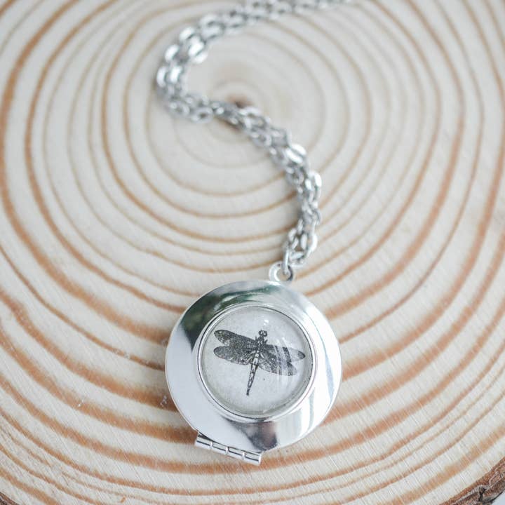 Dragonfly Locket Necklace for wholesale by Livin Freely