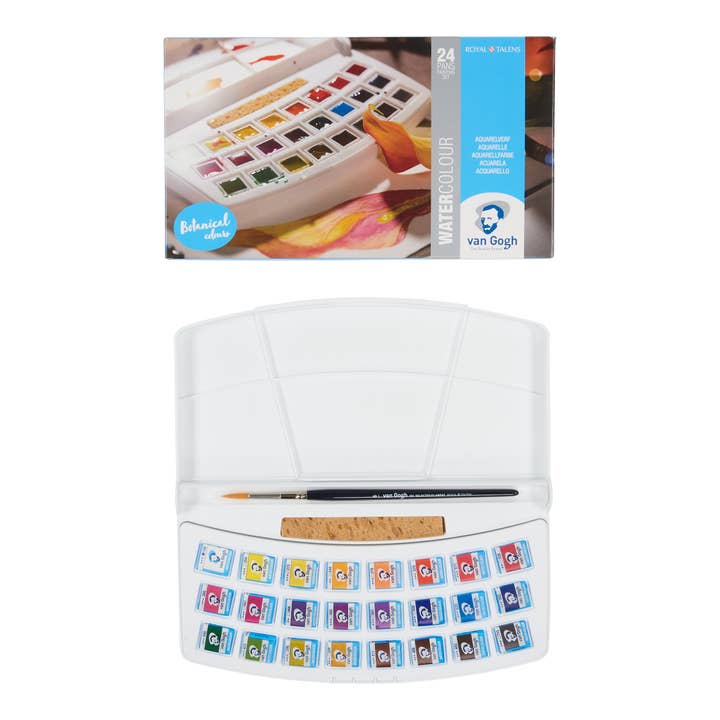 Royal Talens North America - Wholesale Watercolor Paint - Van Gogh Watercolor Pocket Box Botanical Selection - 24 Pans