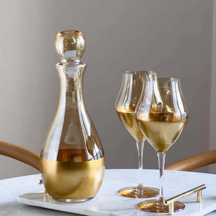 Alegria Glass - Wholesale Wine Glass - Miele Modern Gold Large Wine Glass