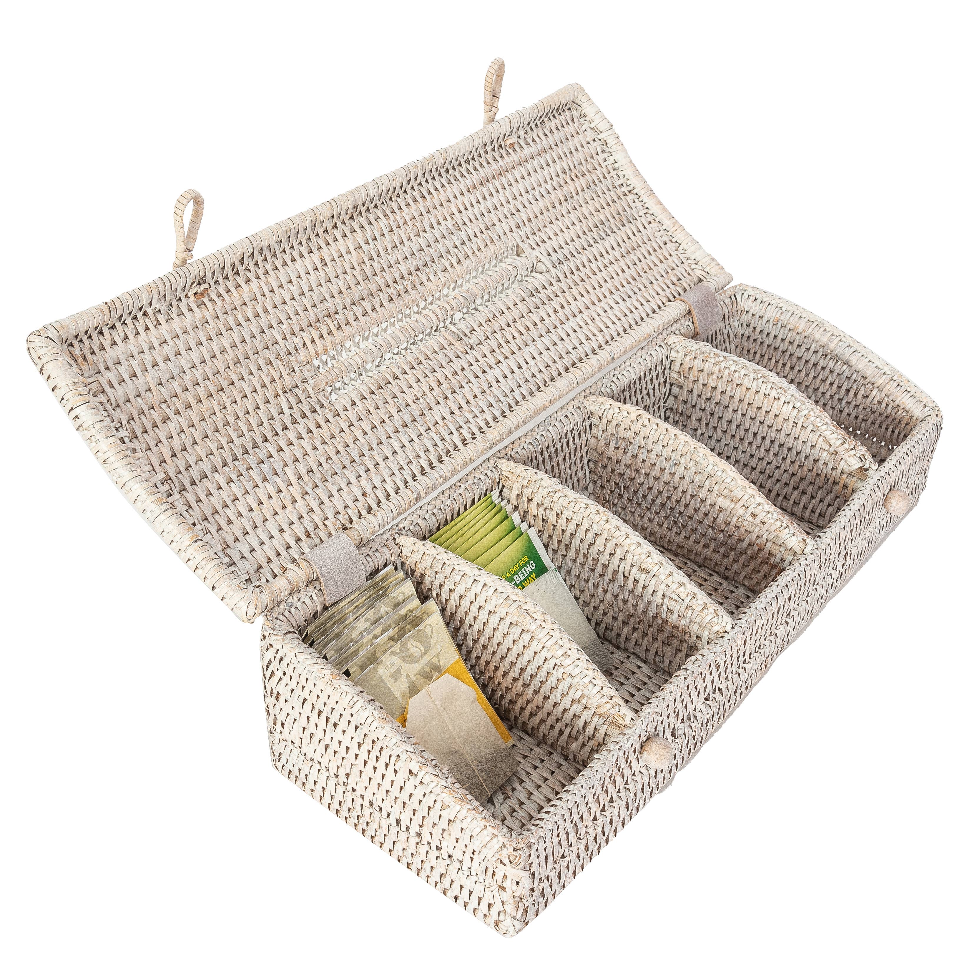 Artifacts Trading Company - Wholesale Kitchen Storage/Organizer - Rattan 5-Section Tea Box with Lid – Tea Organizer9