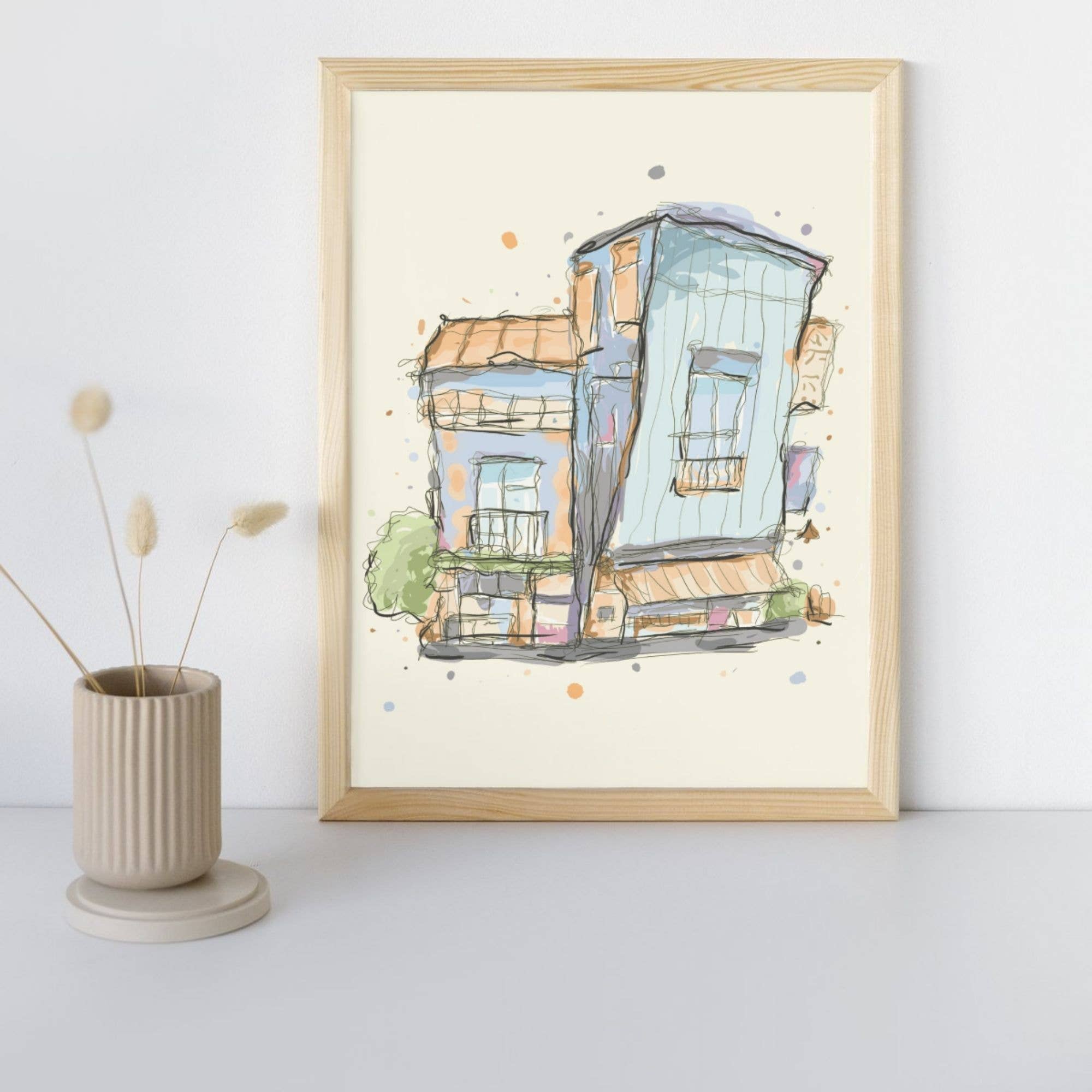x The Fancy Firefly - Wholesale Art Print - Hand-Drawn Cozy House Print – Urban Sketch Art, A5 & A41