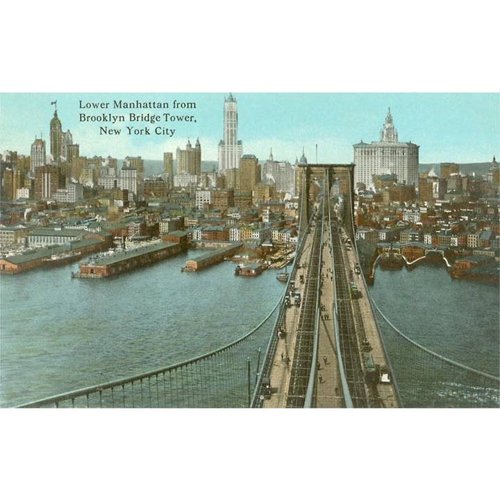 Postcard NY-883 Brooklyn Bridge, Lower Manhattan for wholesale by Found Image Press