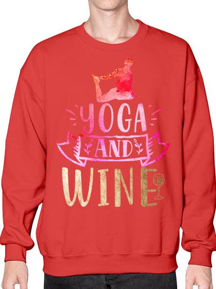 Yoga und Wein 1798# - Wein-Sweatshirt - Crew für den Großhandel von tshirt unlimited