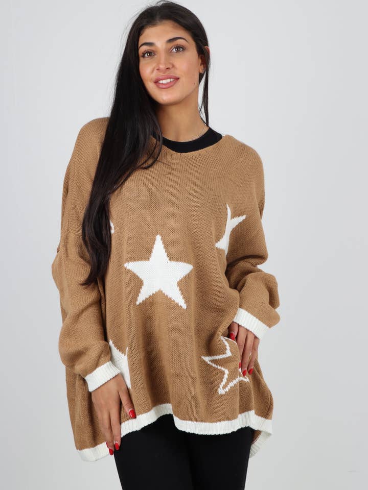 Miss Bold – wholesale Tunic sweater – Women’s – Italian Oversized Star Print Long Sleeve Jumper8