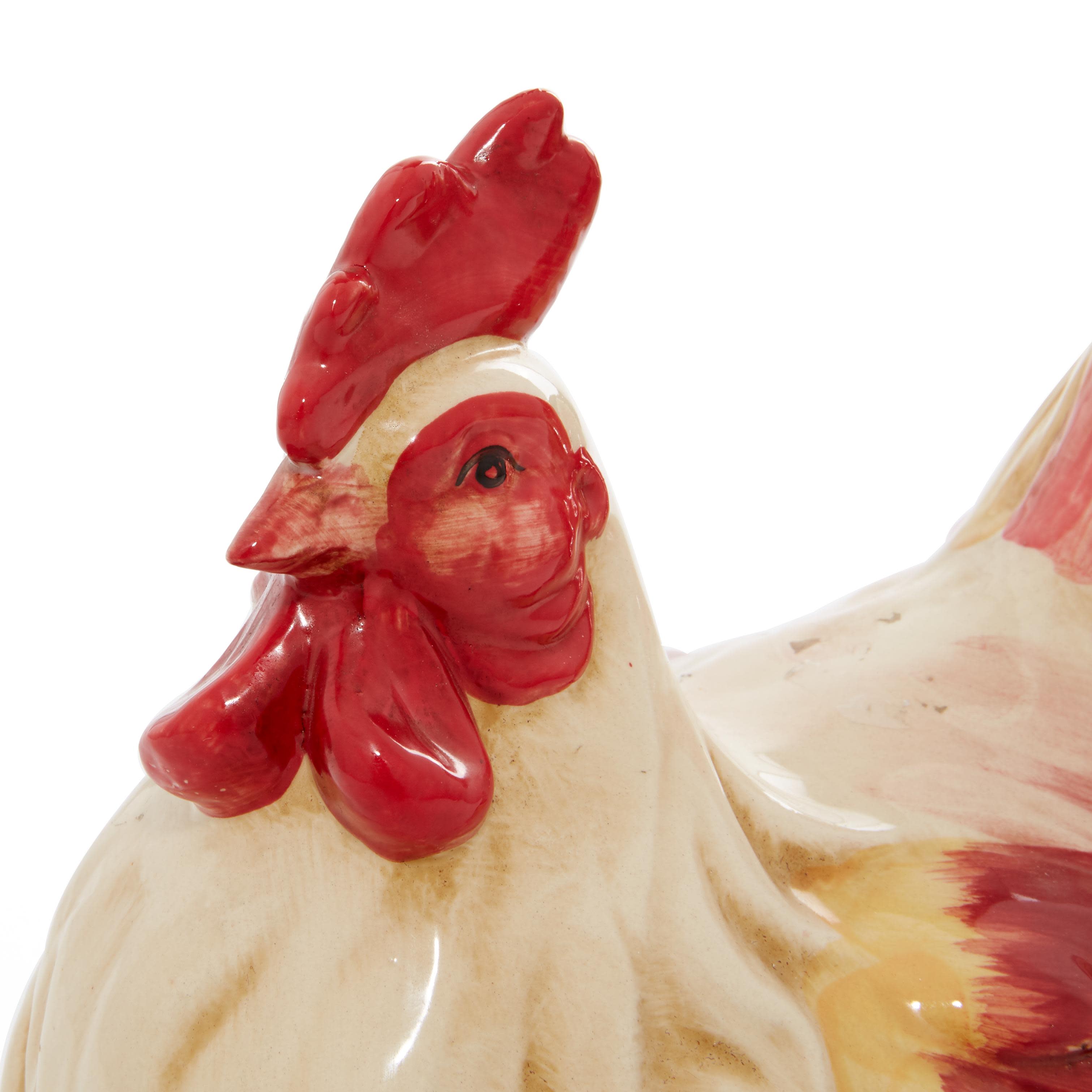 Import Corner – wholesale Sculpture – A-40775: CERAMIC ROOSTER 15"W, 9"H6