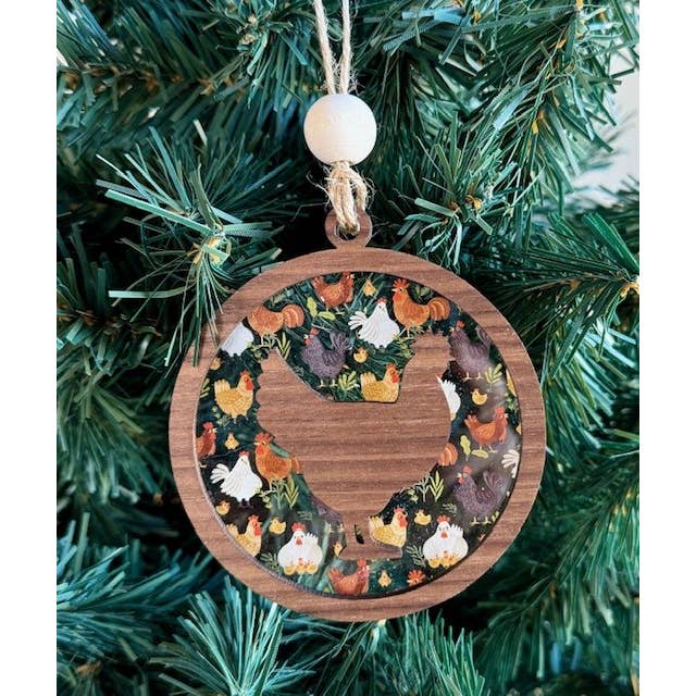 SHY Designs, LLC - Wholesale Ornament - Chicken Christmas Ornament - Farm Theme Tree Ornament