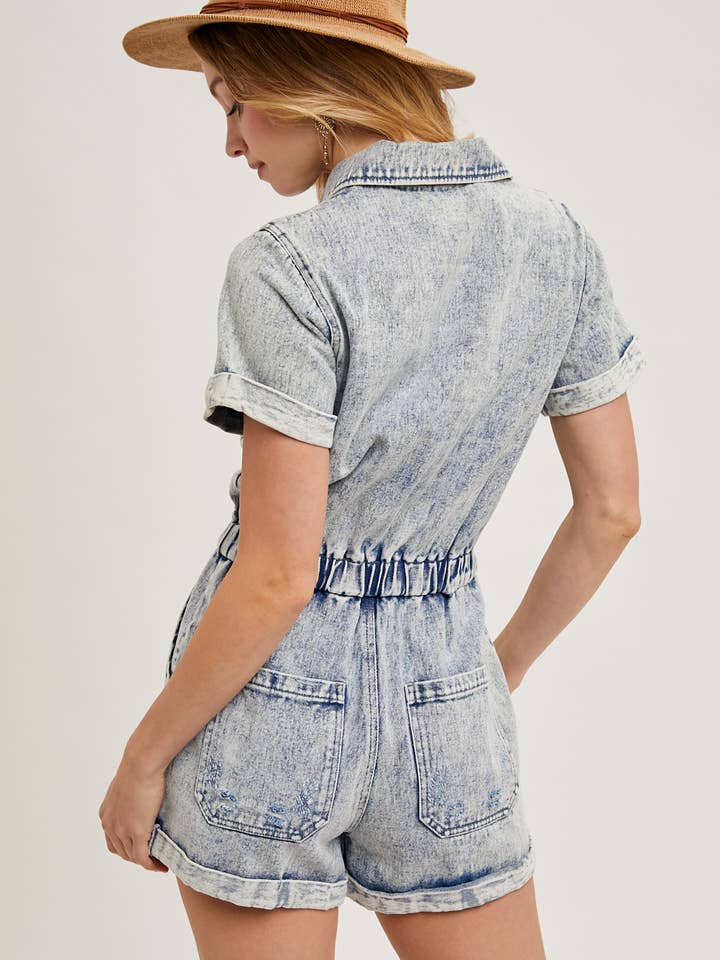 Bluivy – Romper - Mulher por atacado – CASACÃO DE MANGA CURTA EM JEANS LAVADO7