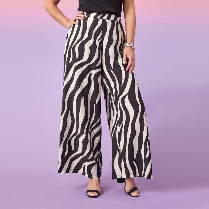 Black Taupe Gracie Wide Leg Flowy Pant for wholesale on Faire