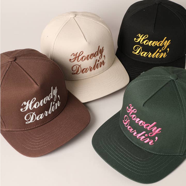 Fashion City - Wholesale Baseball Cap - Women's - Howdy Darlin Text Designed Embroidery Baseball Cap