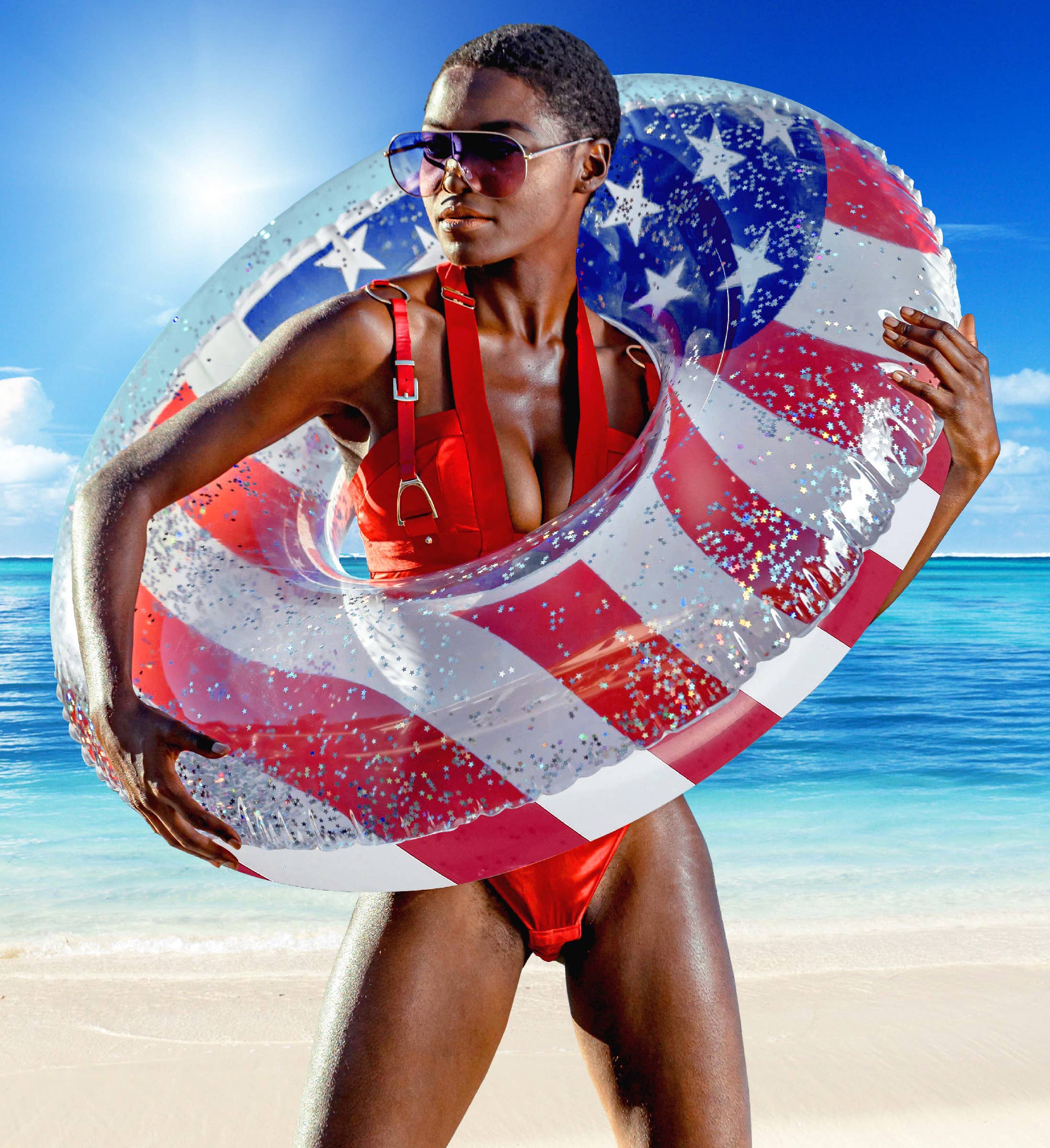 Cota Global - Venta al por mayor Hinchables - Flotador de Piscina - Tubo de Piscina con Bandera de EE. UU.3