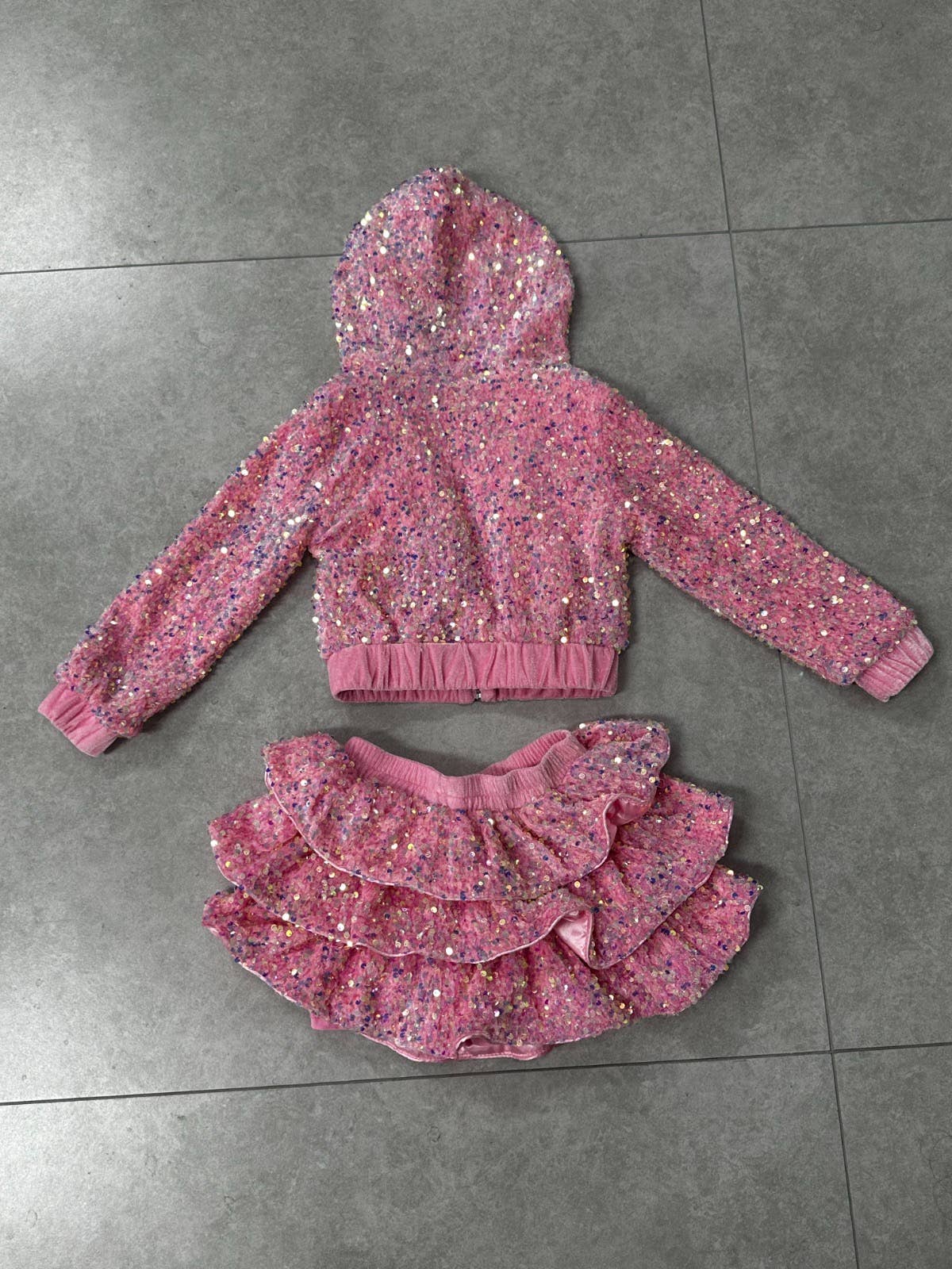 Ellie and Mila - Venta al por mayor Conjunto de camiseta y pantalón - Niños - Conjunto de dos piezas rosa con lentejuelas8