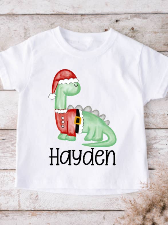 Christmas Dinosaur Shirt Custom Kids Christmas Shirt for wholesale by The Sweet Oak Boutique