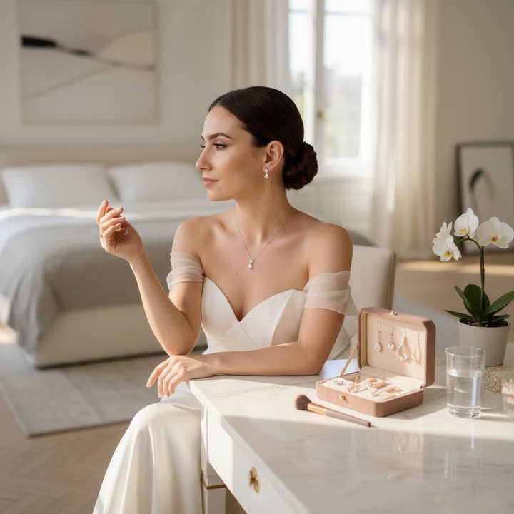 Cubic Zirconia Collection - Dainty Crystal Gem Set - CZNK32 for wholesale by Athena Bridal Jewellery