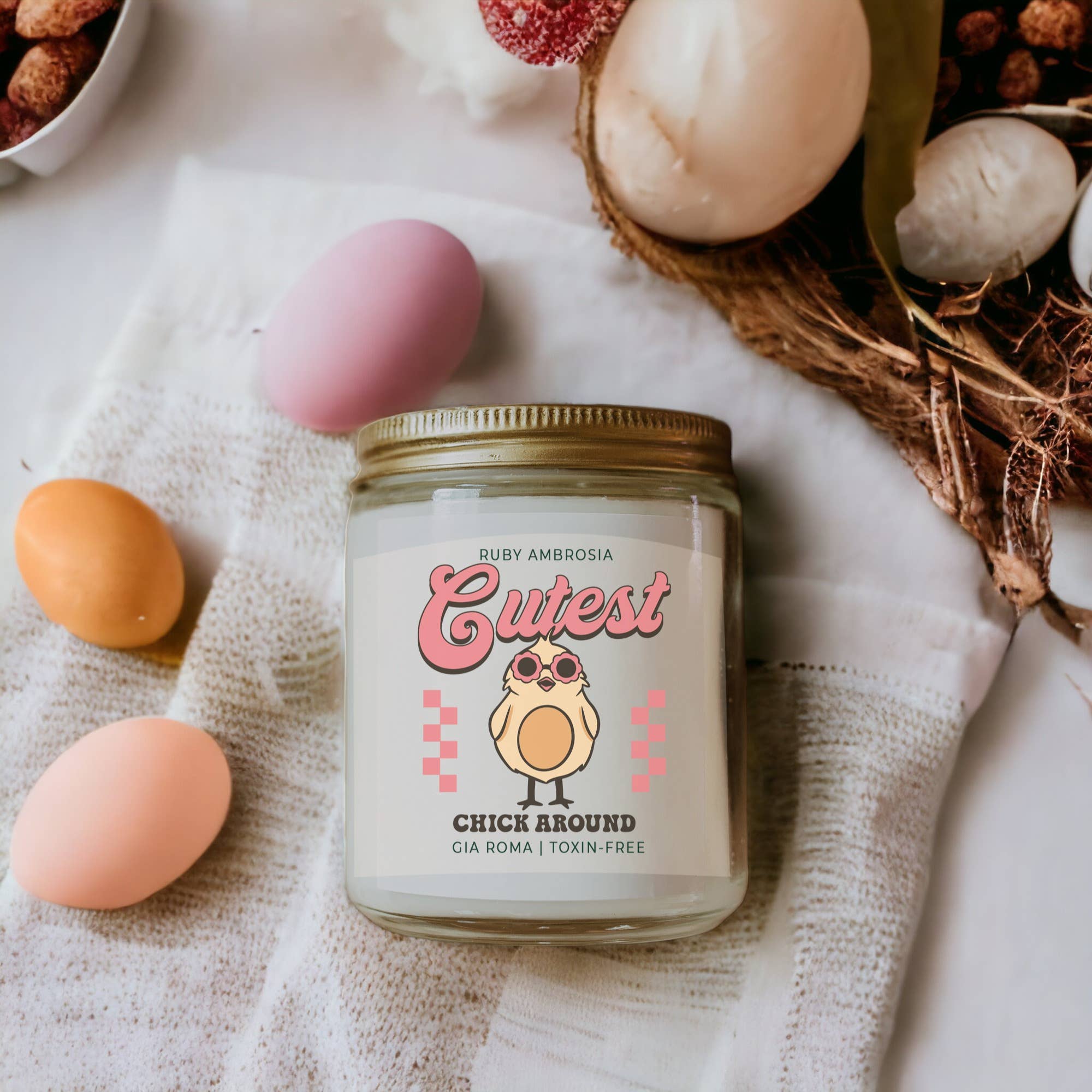 Gia Roma - Vendita all'ingrosso Candela in vasetto - Candele pasquali retrò con graziosi barattoli profumati alla soia primaverile34