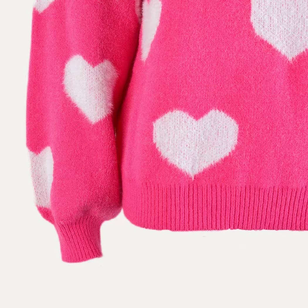 Rosafarben Langarm-Pullover mit Wimpernmuster zum Valentinstag für den Großhandel auf Faire4