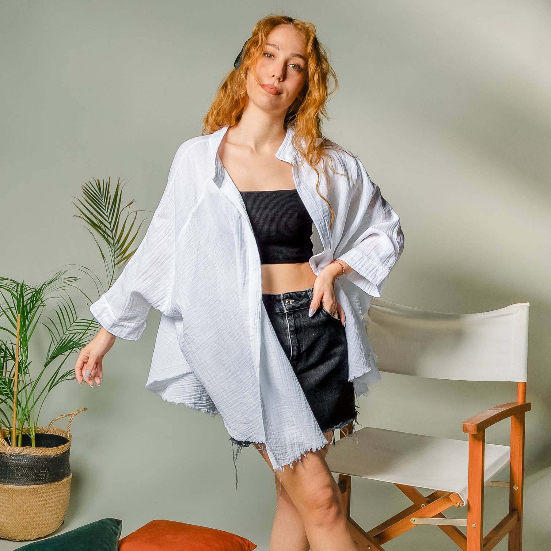 Moa - Wholesale Kimono - Women's - Boho Style Cream Muslin Poncho7