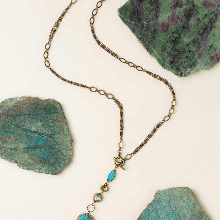 Anne Vaughan Designs Jewelry - Wholesale Pendant/Charm Necklace - Transcend 27" Turquoise Herringbone Statement Necklace