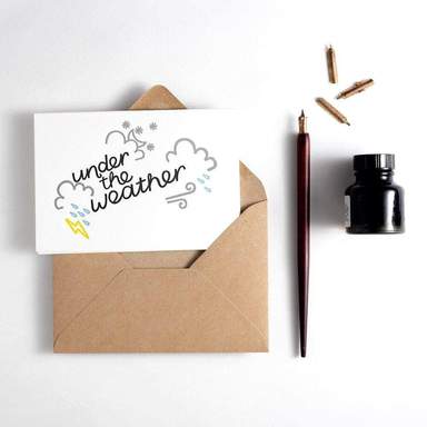 Under The Weather Letterpress Card for wholesale by Hunter Paper Co.