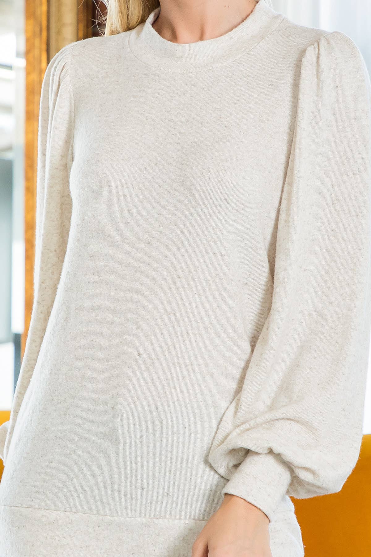 You & Me - Vente Haut en maille – femme - VENTE ! ! ! PPT21143 - HAUT À MANCHES BOUFFANTES À COL ROND - ANTHRACITE33