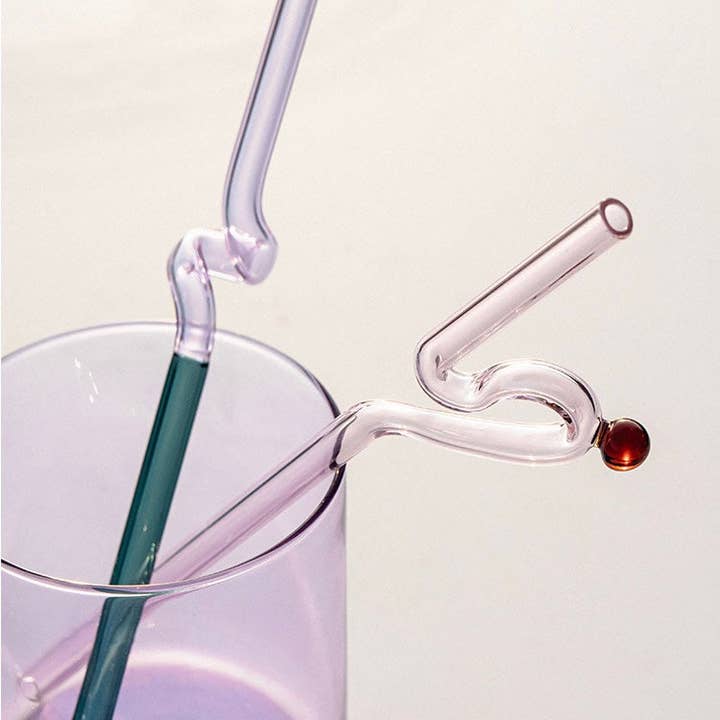 Filtrum Home - Wholesale Drinking Straw - Curvy Glass Straw Set
