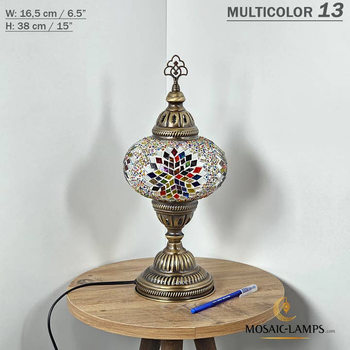 Mosaic Lamps - Wholesale Accent/Desk Lamp - 10+ Colors - Turkish Mosaic Large Globe Table Lamp, Marrakec58