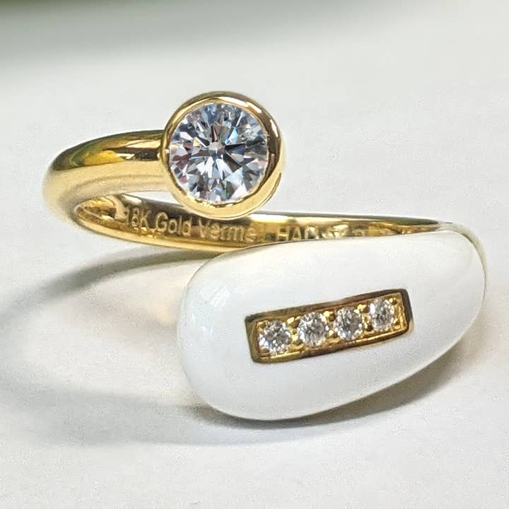 Comet Bypass Ring for wholesale by Halley Reh Moissanite Jewelry