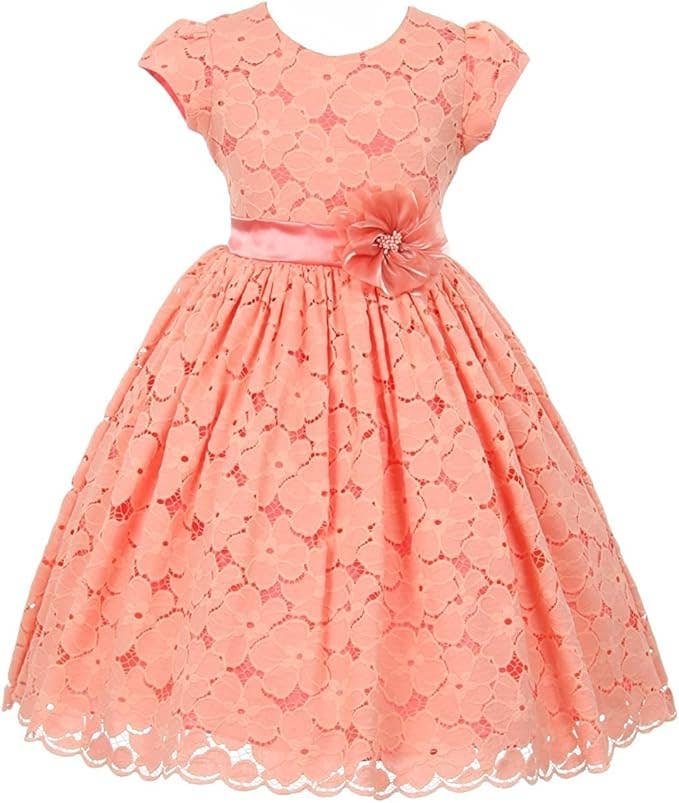 iGirlDress – Vestido - Crianças por atacado – Vestido de Menina de Manga Curta em Algodão com Renda Floral5