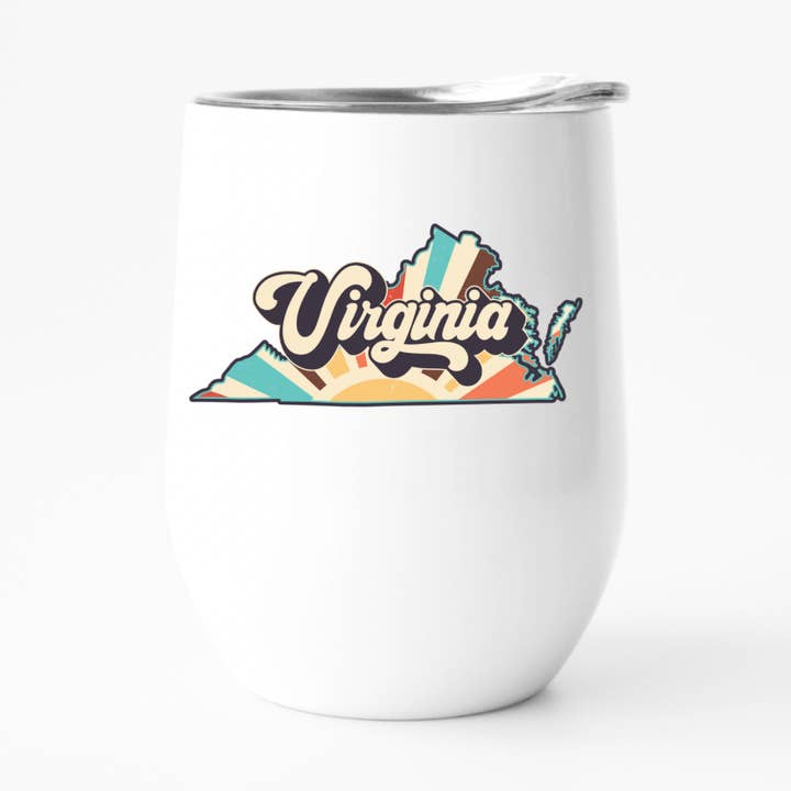 Retro Virginia Wine Tumbler, State Pride Tumbler for wholesale by Fbombs & Booze