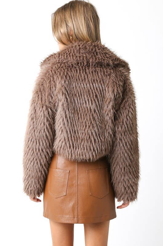Olivaceous - Wholesale Jas - Dames - Lexi Faux Fur Crop Jas2