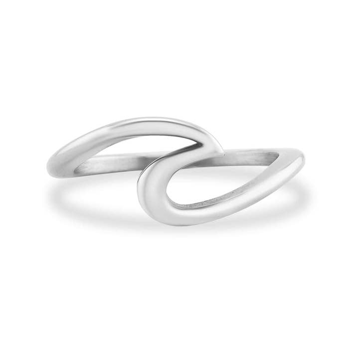 WJW - Wholesale Band/Stacked Ring - Stainless Steel Wave Ring