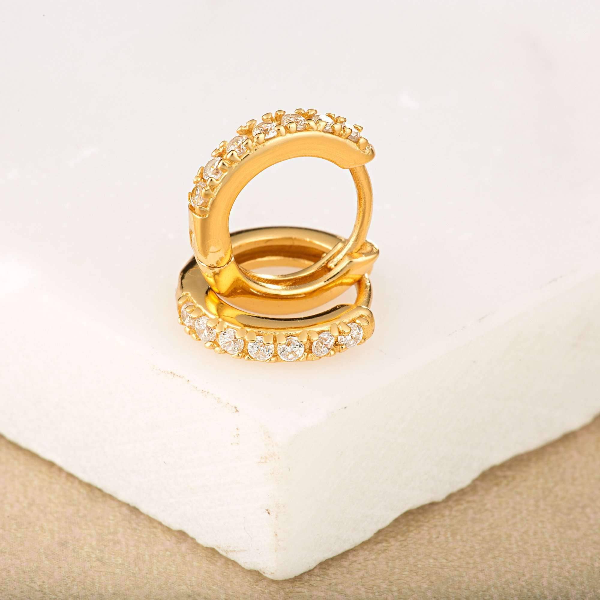 Scream Pretty - Recycled Sterling Silver Jewellery - Wholesale Huggie Earrings - Huggie Earrings with Clear Stones4