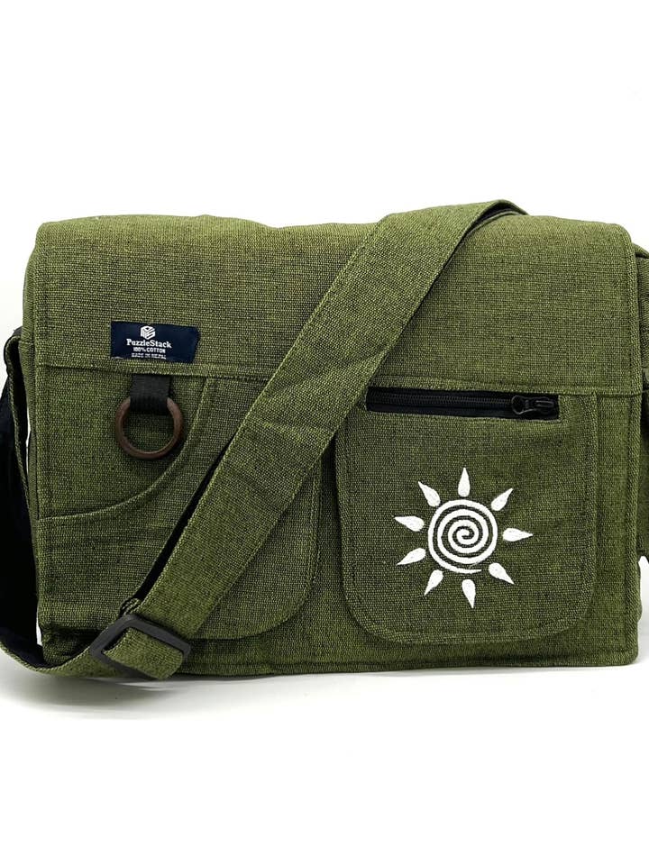 Borsa Messenger per Laptop Ricamata Verde Koshi per la vendita all'ingrosso da parte di PuzzleStack