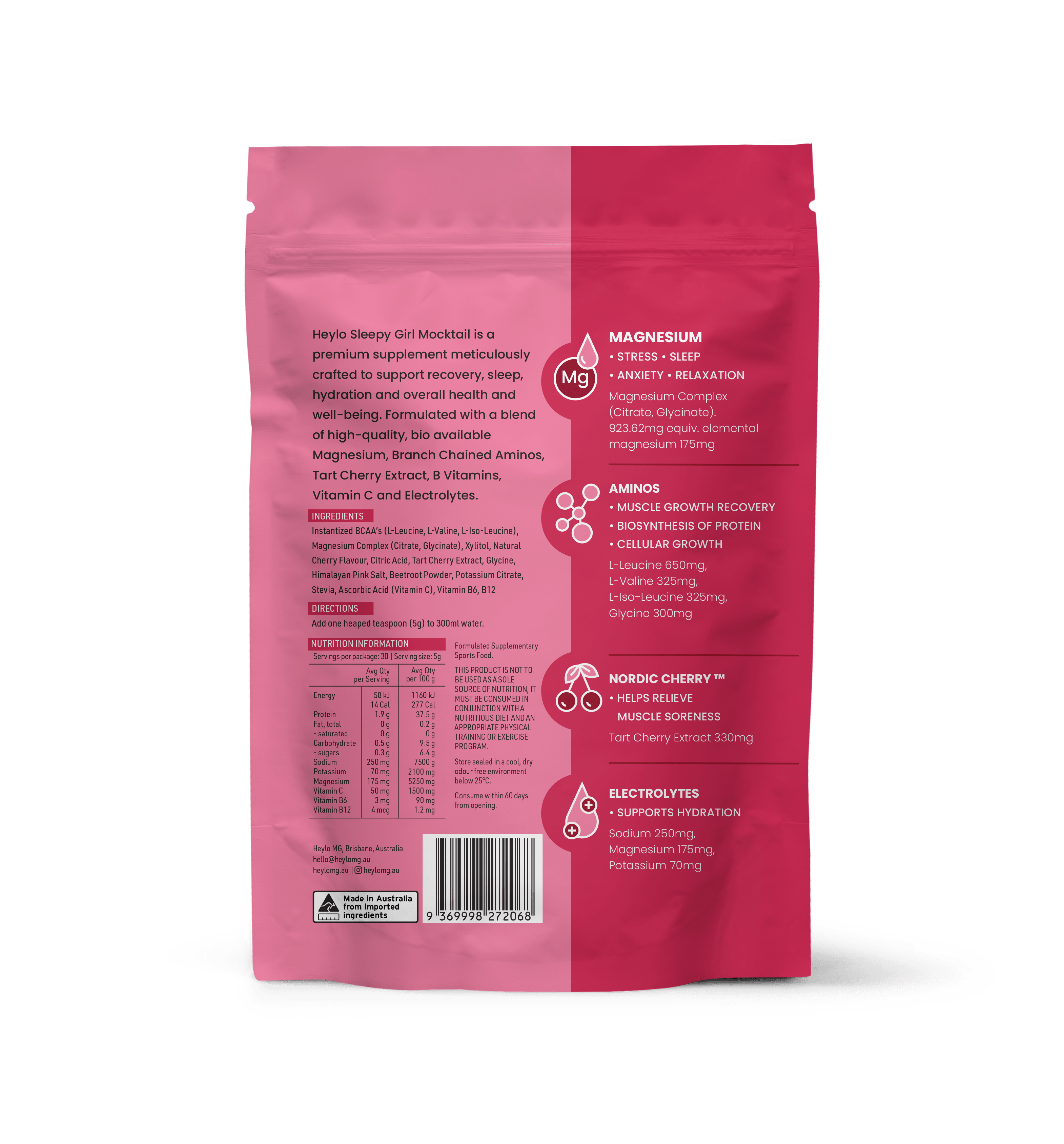 Heylo - Wholesale Powdered health drink - Sleepy Girl Mocktail - Tart Cherry1