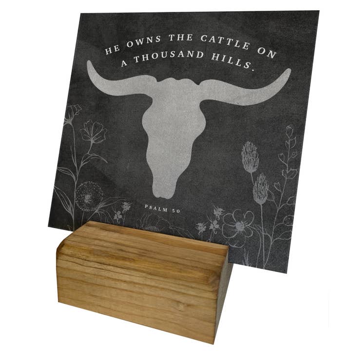Mini Canvas, He Owns The Cattle, Western Shelf Decor for wholesale by Graphically Speaking Design