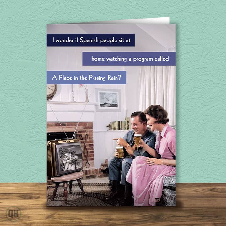 A Place in the P*ssing Rain Funny Retro Greetings Card for wholesale by Quitting Hollywood