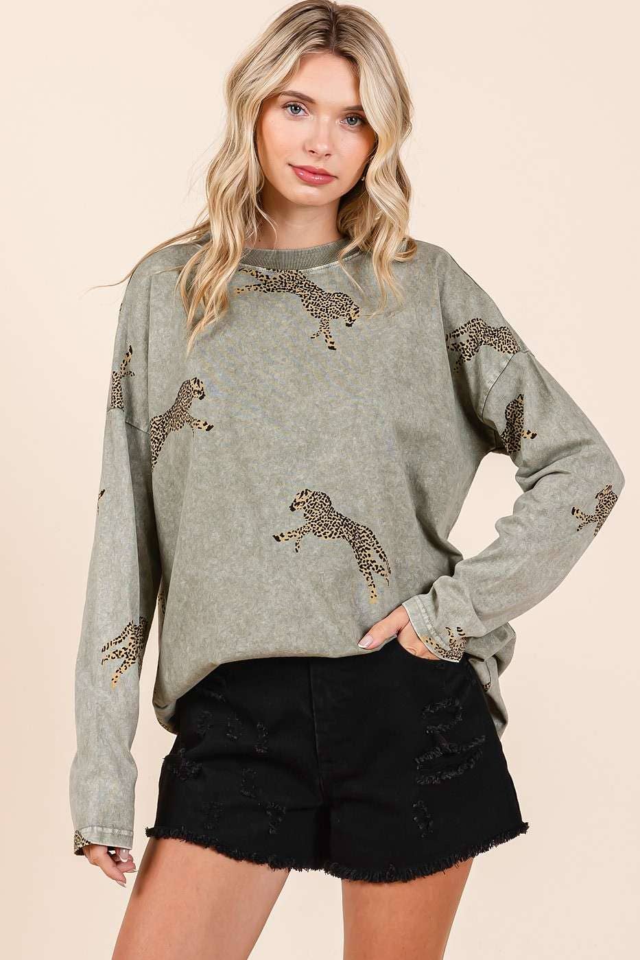 mittoshop - Wholesale Knit Top - Women's - MINERAL WASH CHEETAH PRINT LONG SLEEVE TOP10