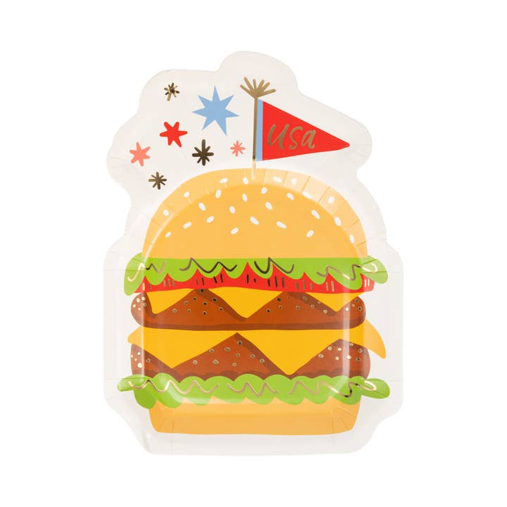 PLPL973 - Burger Shaped Plate (8 ct) for wholesale by My Mind’s Eye