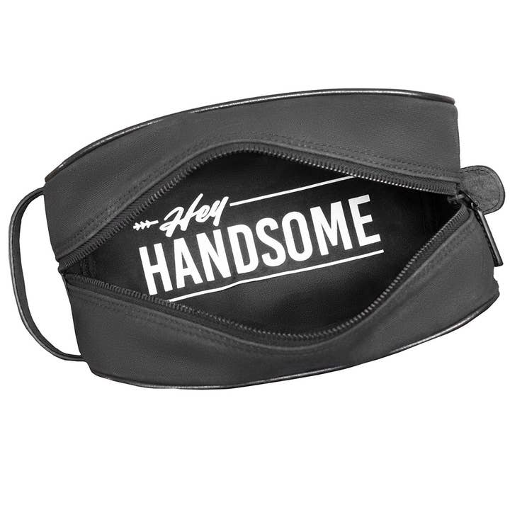 Hey Handsome Waxed Canvas Dopp Kit - Black for wholesale on Faire