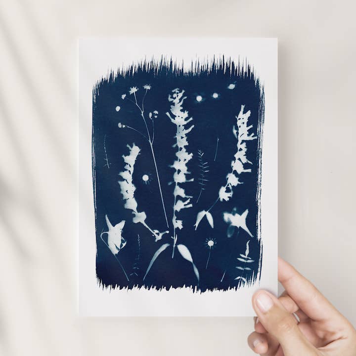 "Spring Bouquet" Blue Floral Fine Art Print 5x7 Unframed for wholesale by Far Mountain Studio