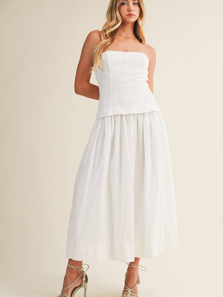 CORSET LINED STRAPLESS DRESS for wholesale by Mustard Seed