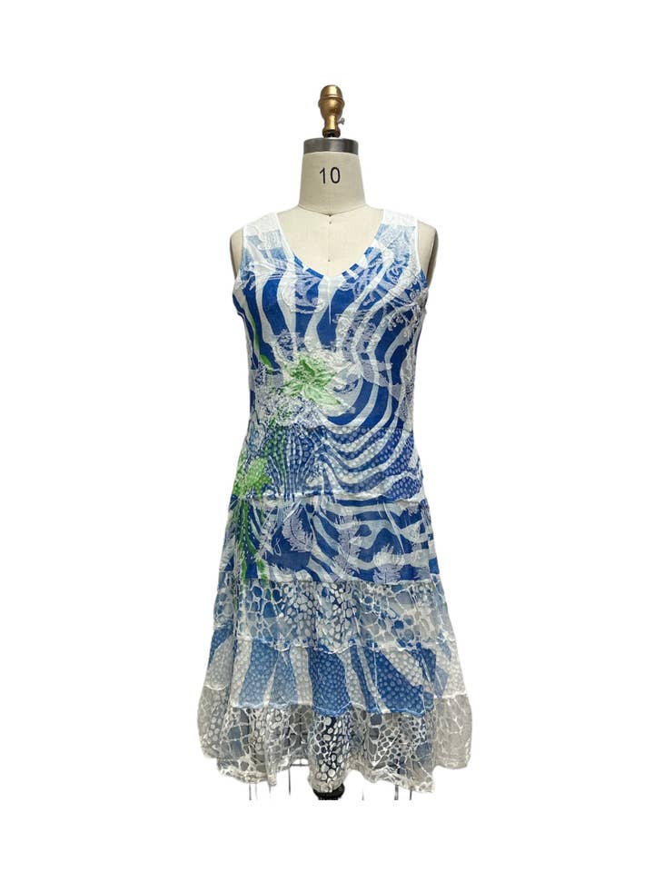 Kamana - Wholesale Dress - Women's - Women's Sea Blue Burnout Wide slv Ombre Sun Dress