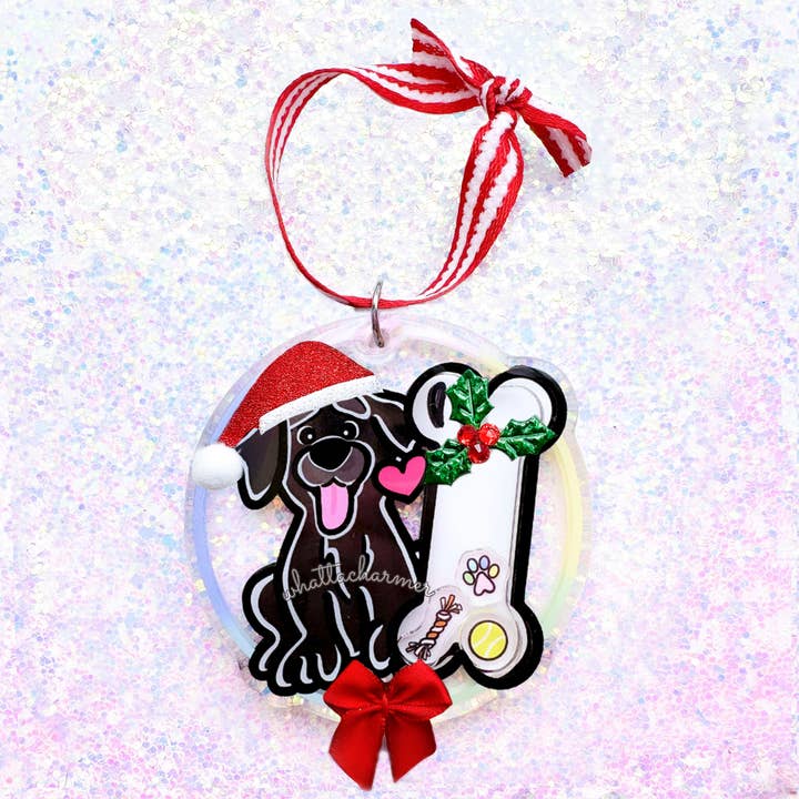 Labrador Retriever Christmas Ornament, Black for wholesale by WhattaCharmer